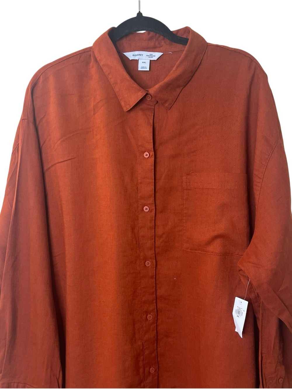 Old Navy Button Down Boyfriend Shirt in Burnt Orange Sz XXL - Picture 3 of 7